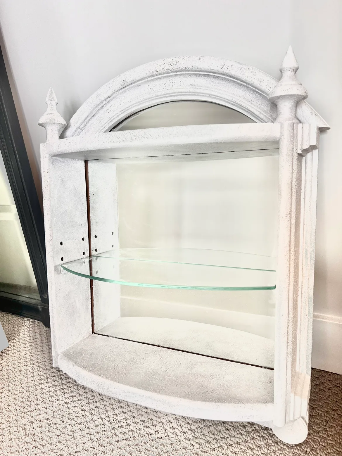 Wooden framed Mirror with a glass shelf image indicator(3)