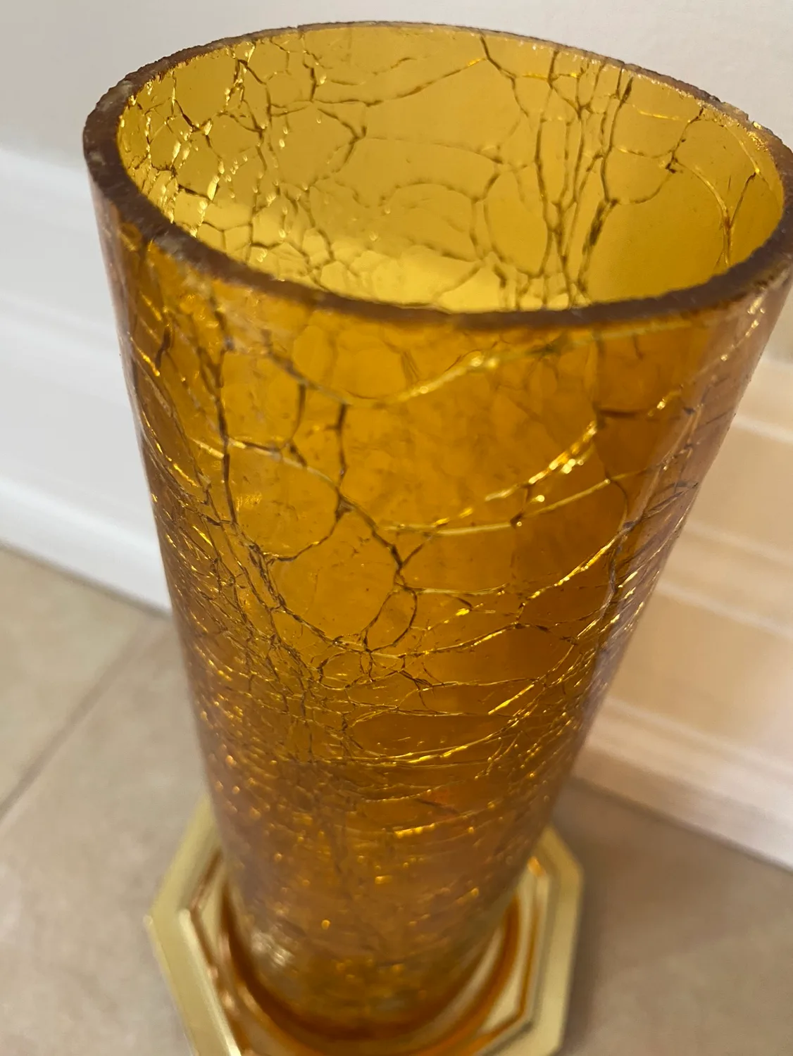 Amber Crackle Glass Tea Light image indicator(2)