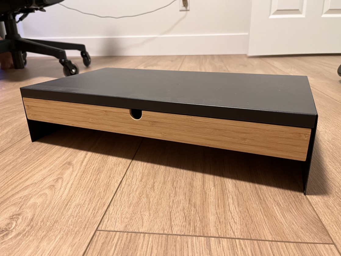 Black Monitor Stand with Drawer