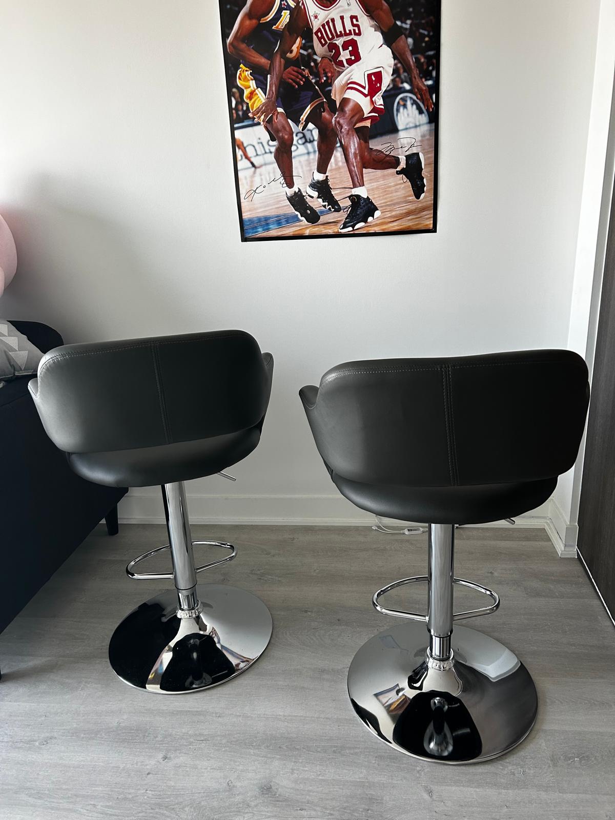 Black Bar Stools with Chrome Base - photo 3