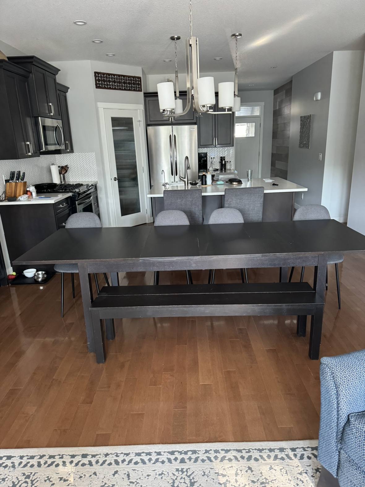 Black IKEA Dining Table with Bench - photo 5