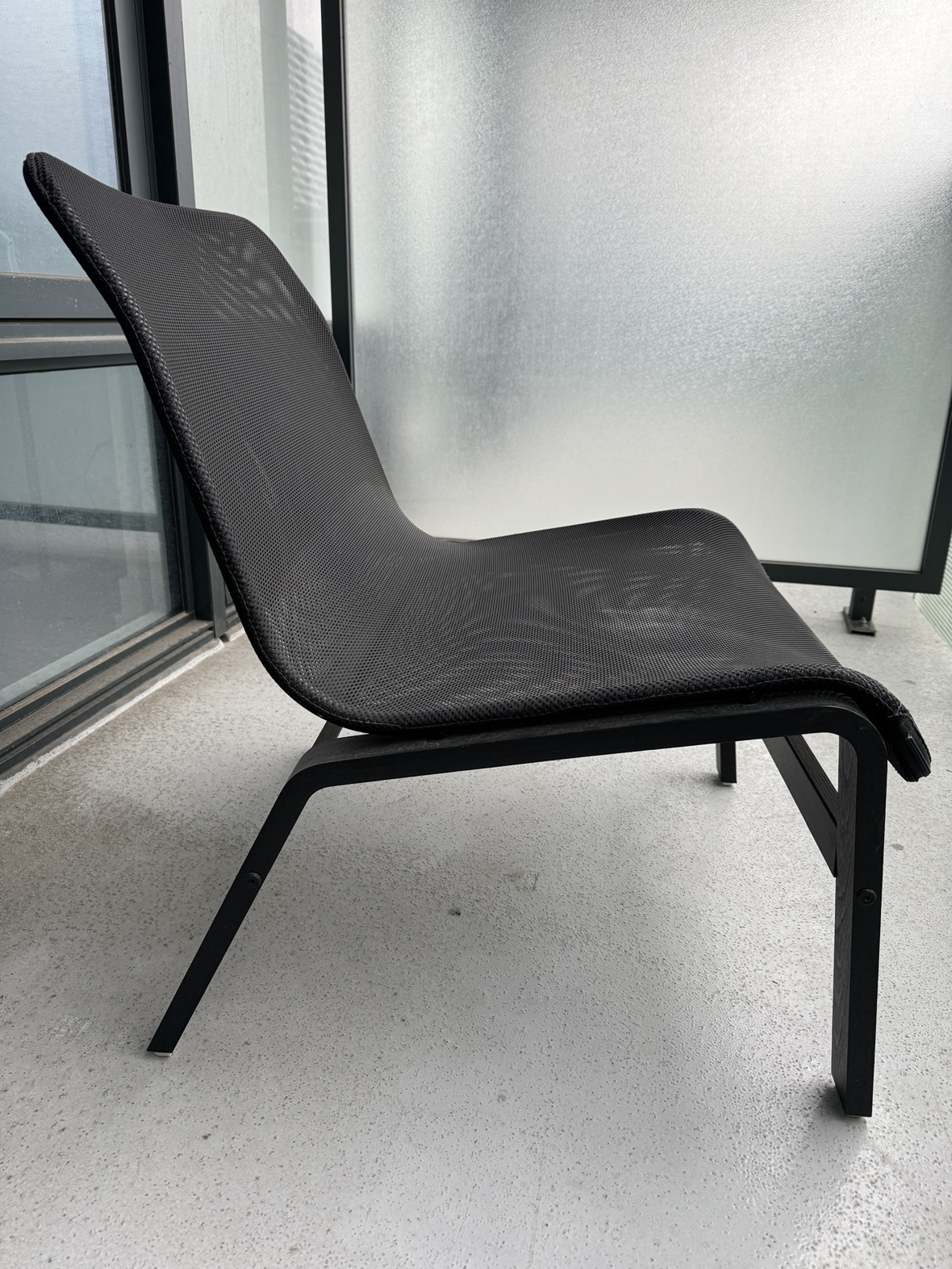 Balcony Black Mesh Chair and Table Set - photo 2