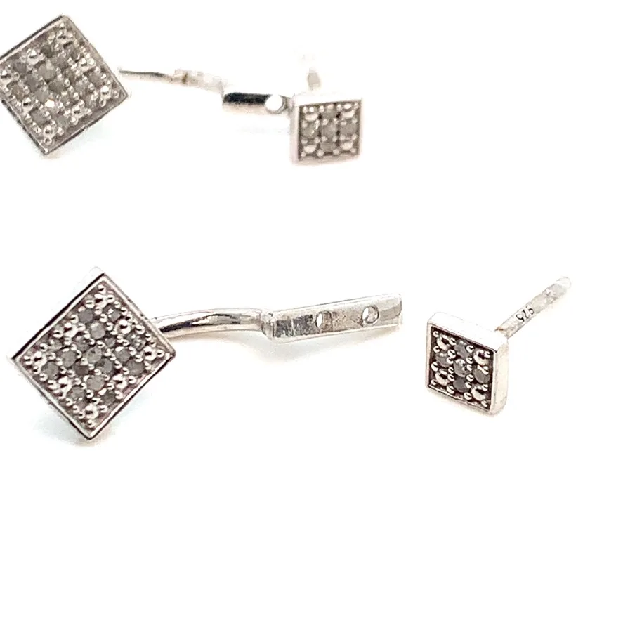 Silver 925 double square 2-way Earrings image indicator(5)