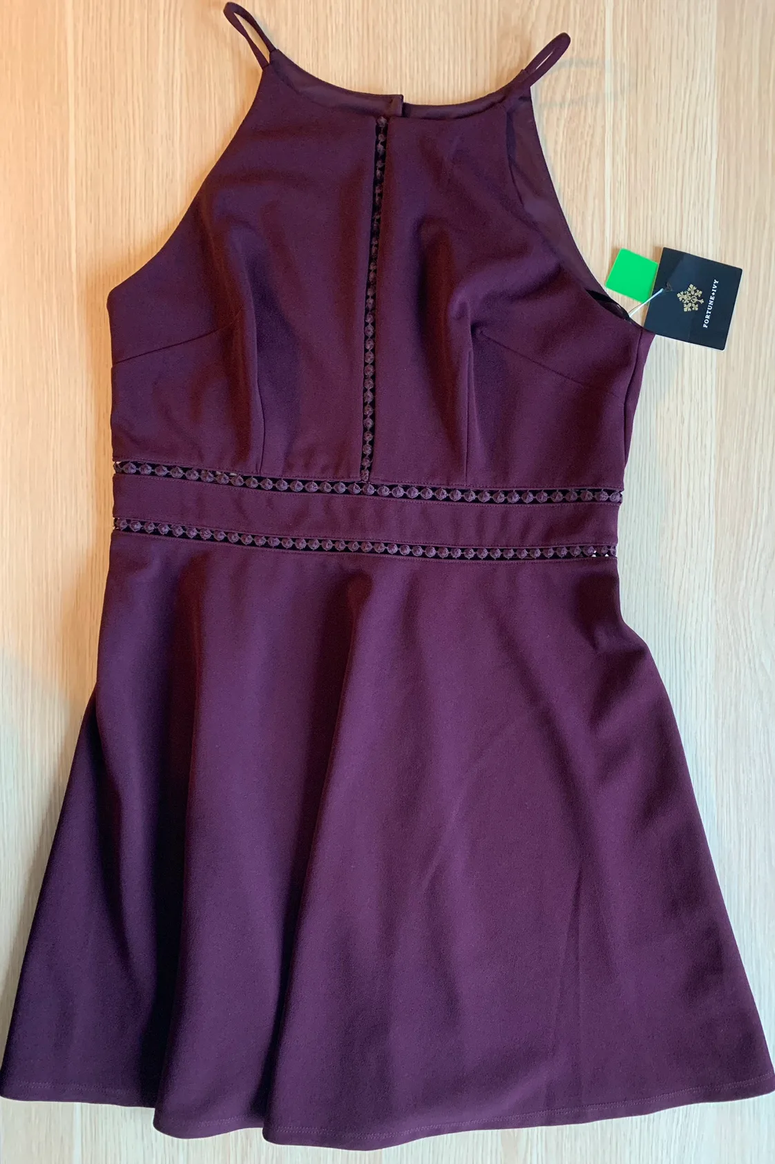 Plum Fit & Flair Dress w/ Cutout and Keyhole Detail image indicator(4)
