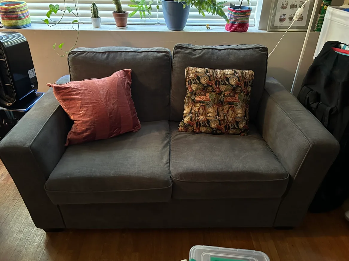 Grey Loveseat two-seater couch thumbnail