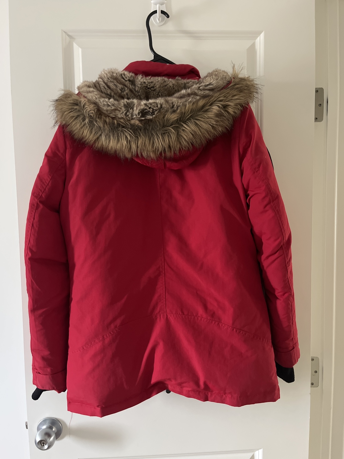 Red Winter Parka with Faux Fur Hood - photo 2
