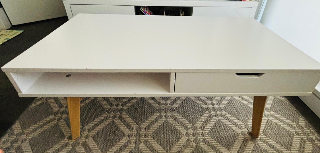 White Coffee Table with Drawer