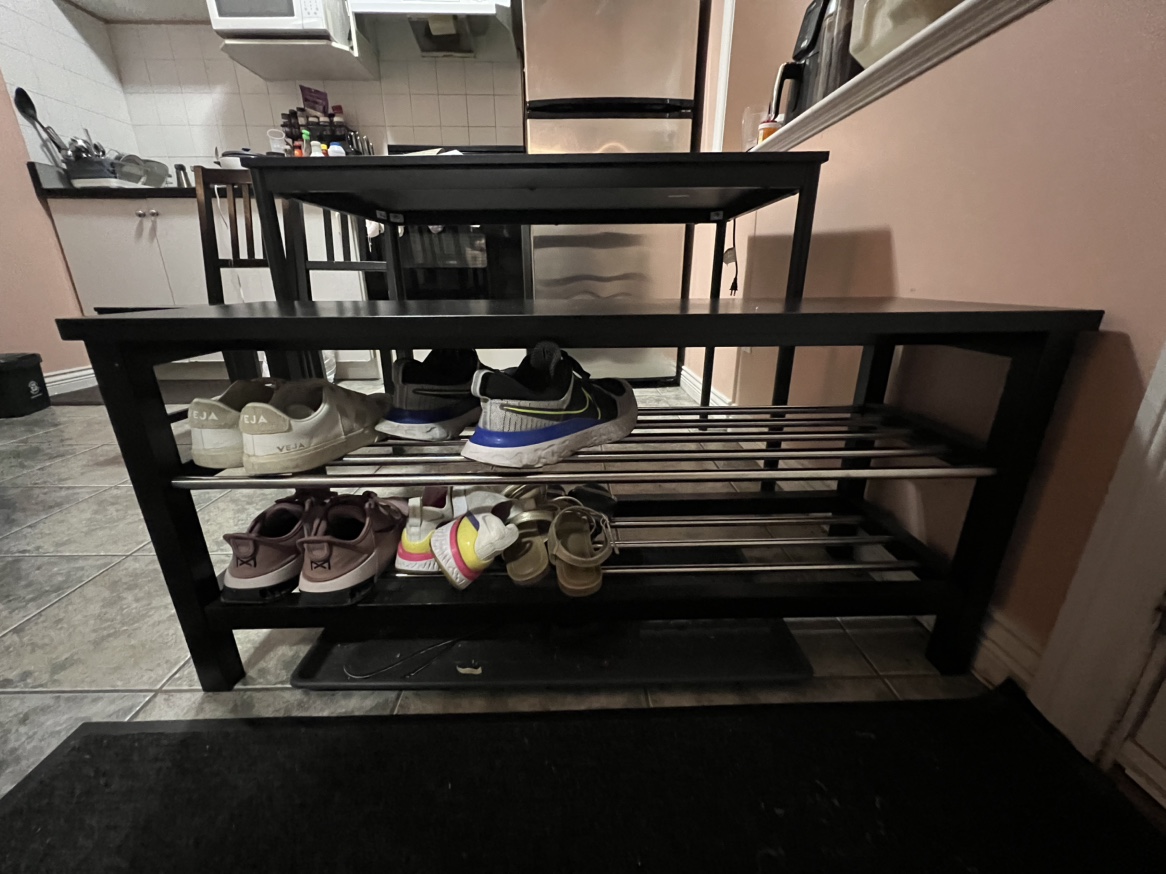 IKEA TJUSIG Shoe Bench and IKEA Sandsberg Table