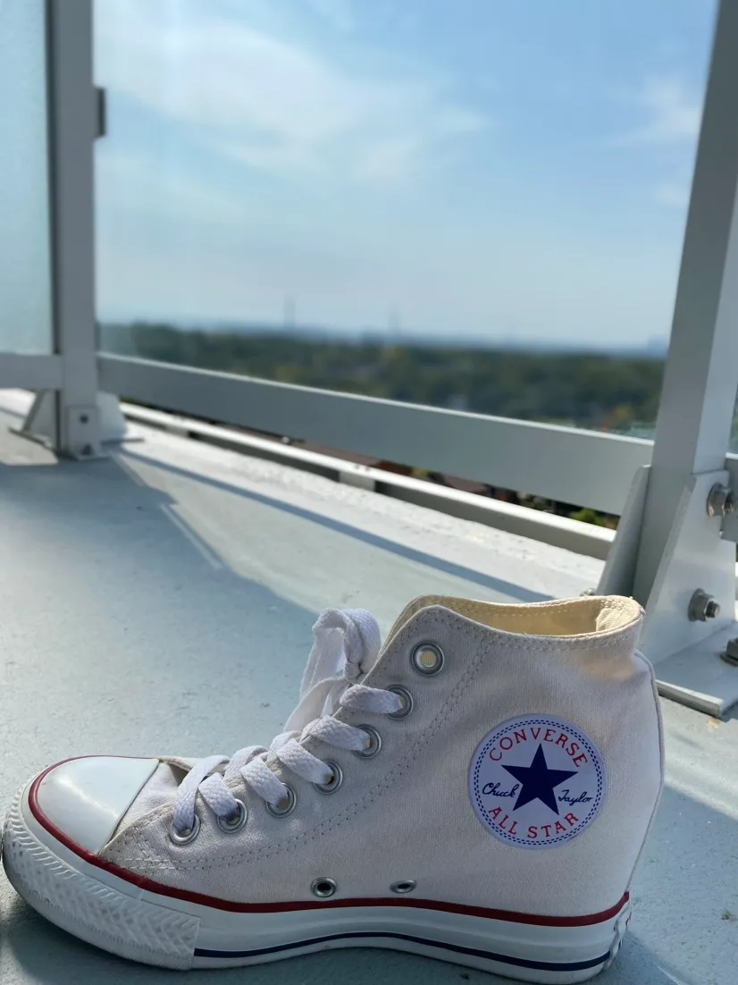 White Converse Chuck Taylor High Tops thumbnail