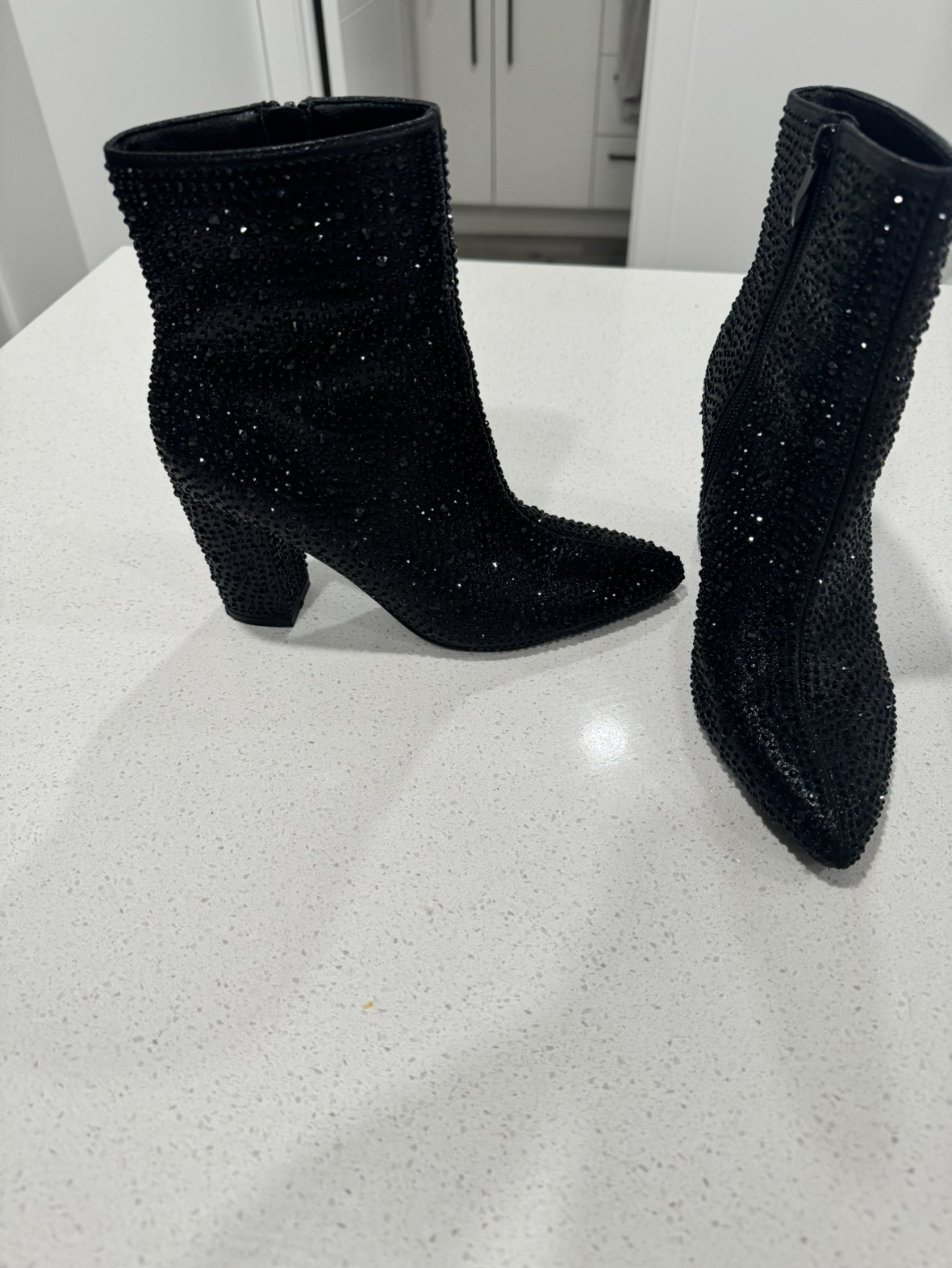 Black Rhinestone Ankle Boots size 6