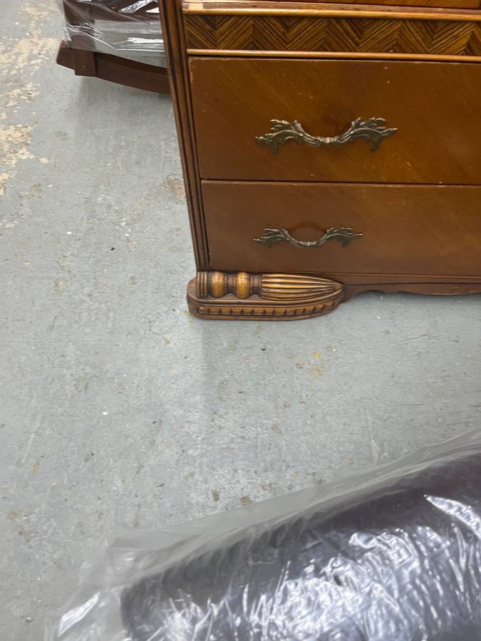 Art Deco 1930's 1940's 3 Piece Mirrored Mahogany Bedroom Set - photo 4