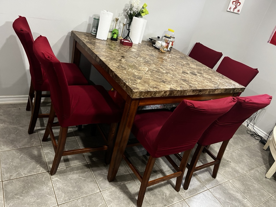 Faux Marble Dining Table set with 6 Chairs