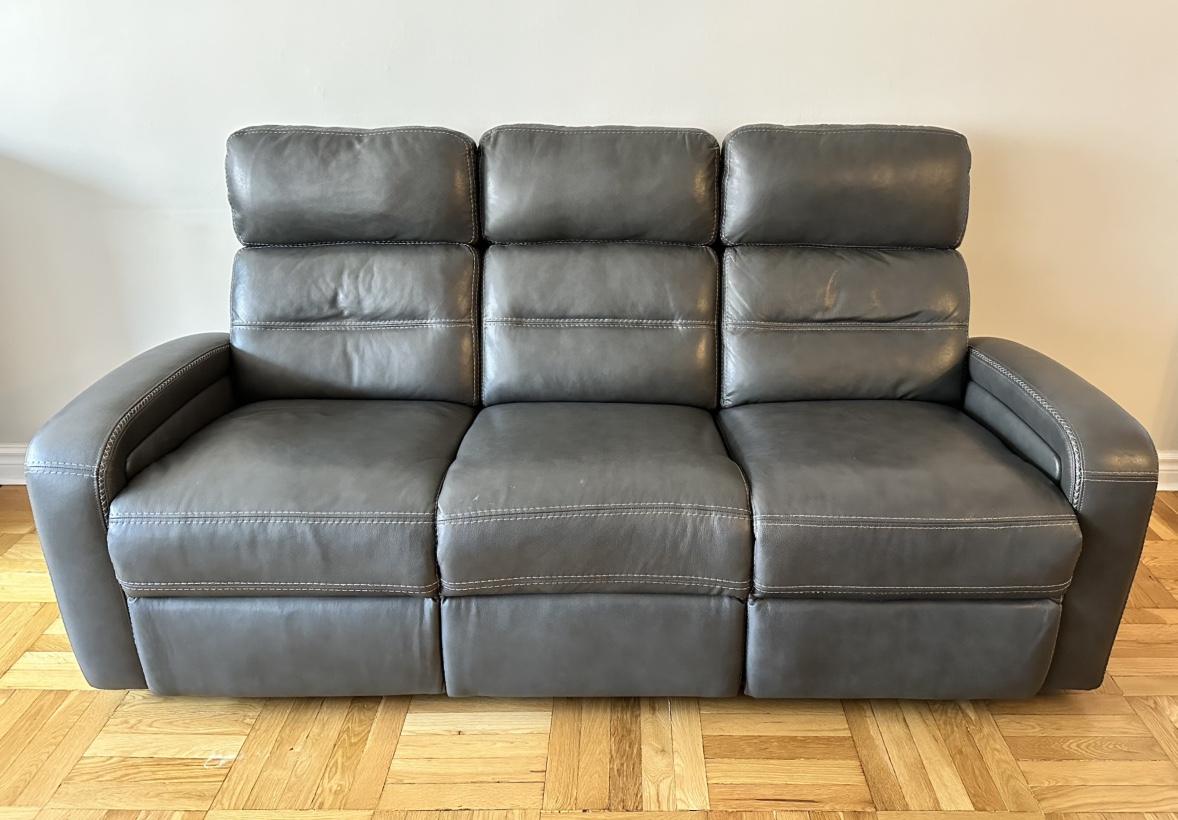 Gray Leather 78'' Power Reclining Sofa - photo 2