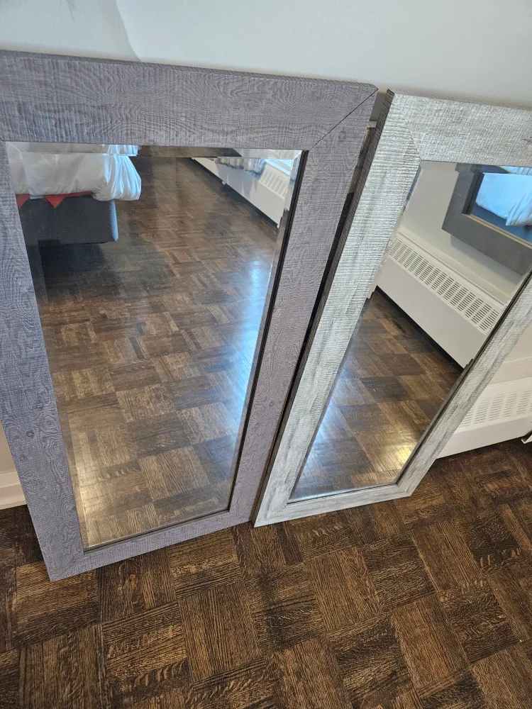 Moving sale: Two Grey Wooden Framed Mirrors image indicator(2)