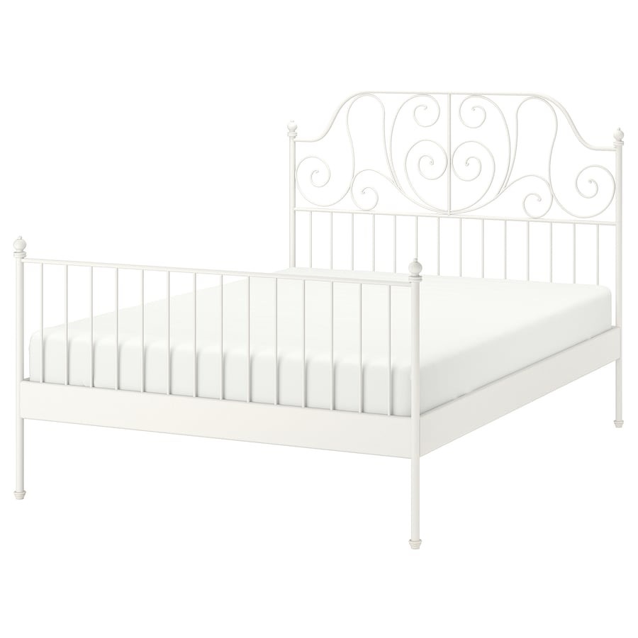 White Metal Bed Frame - Ikea Leirvik (Double)