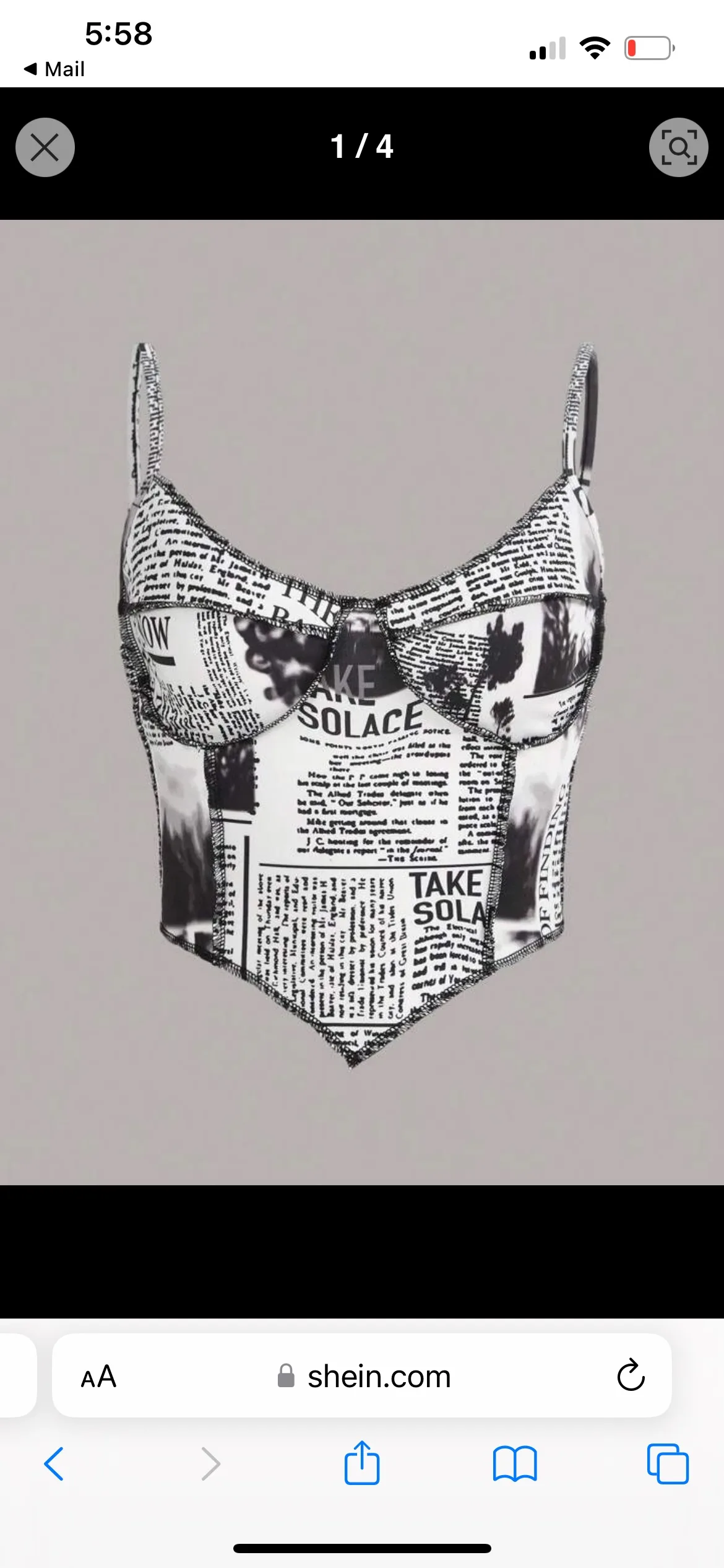 Newspaper Print Corset Top thumbnail