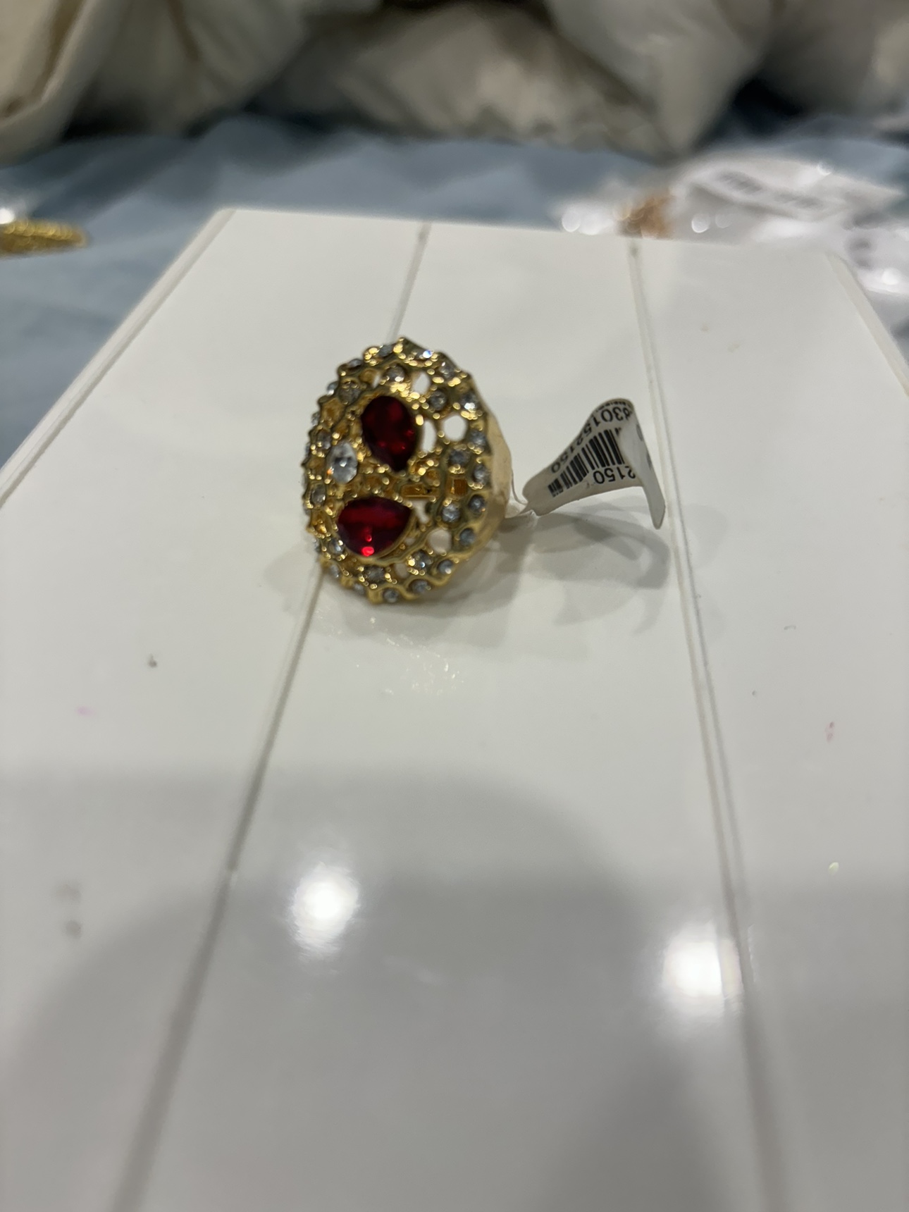 Gold Ring with Red Stones - photo 3