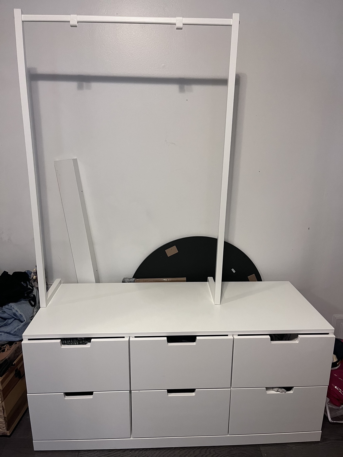 IKEA White Dresser with Hanging Rod