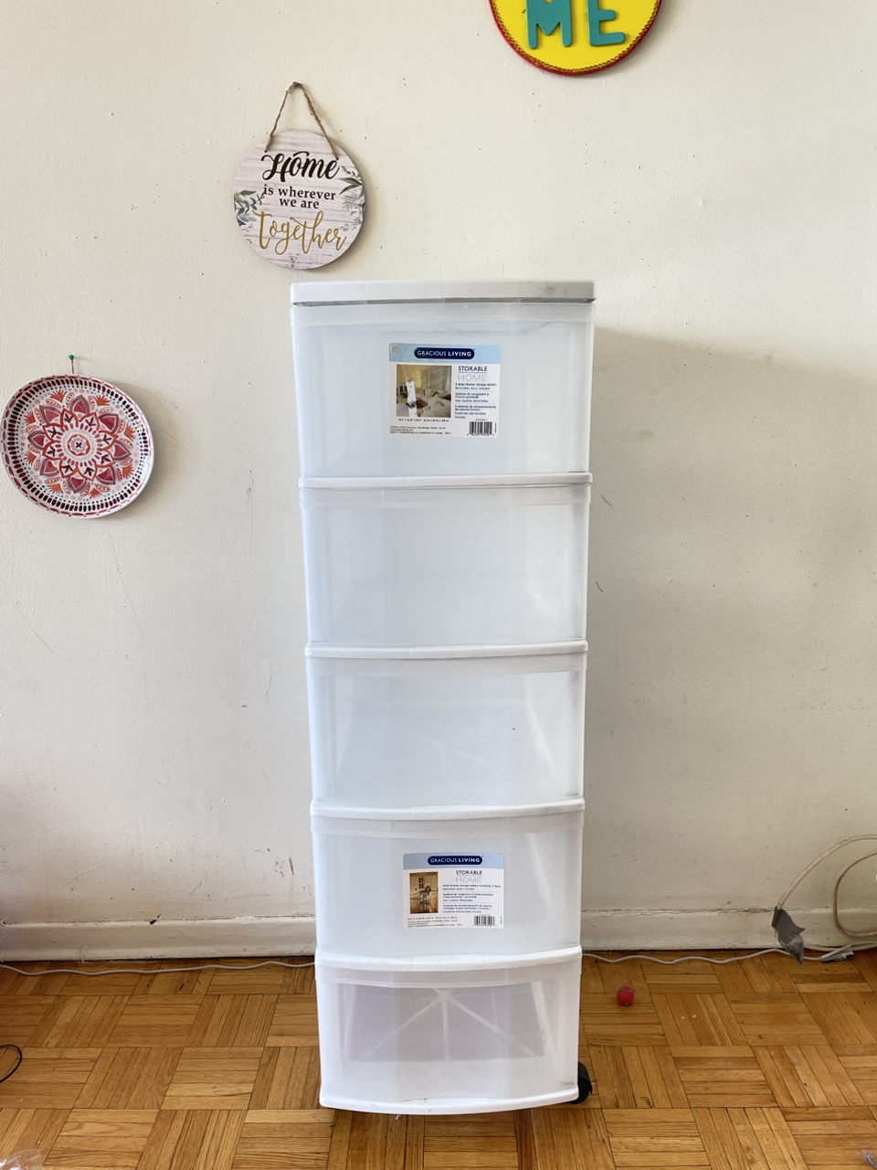 5 drawers plastic organisers with wheels