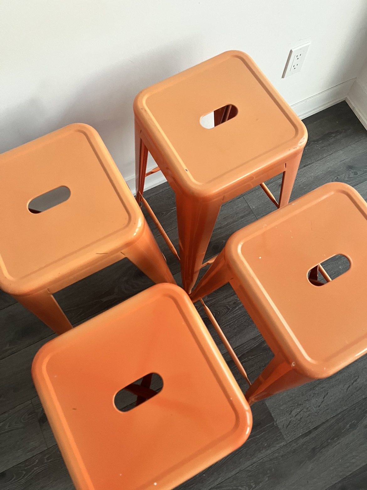 Set of 4 Orange Bar Stools - photo 2