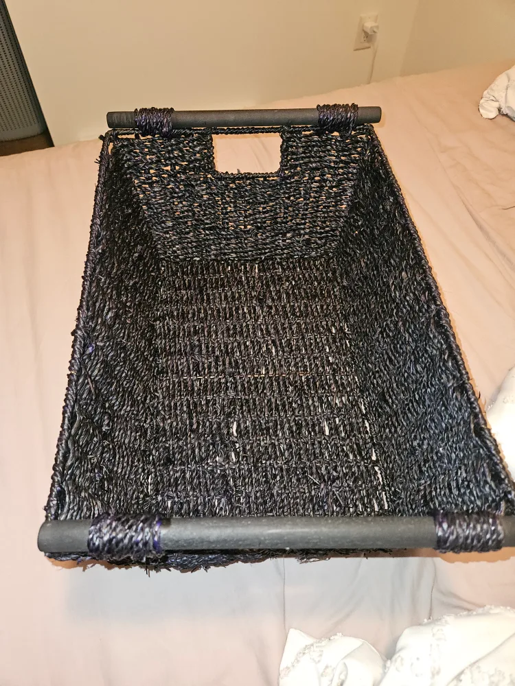 Black Wicker Basket with Handles image indicator(2)