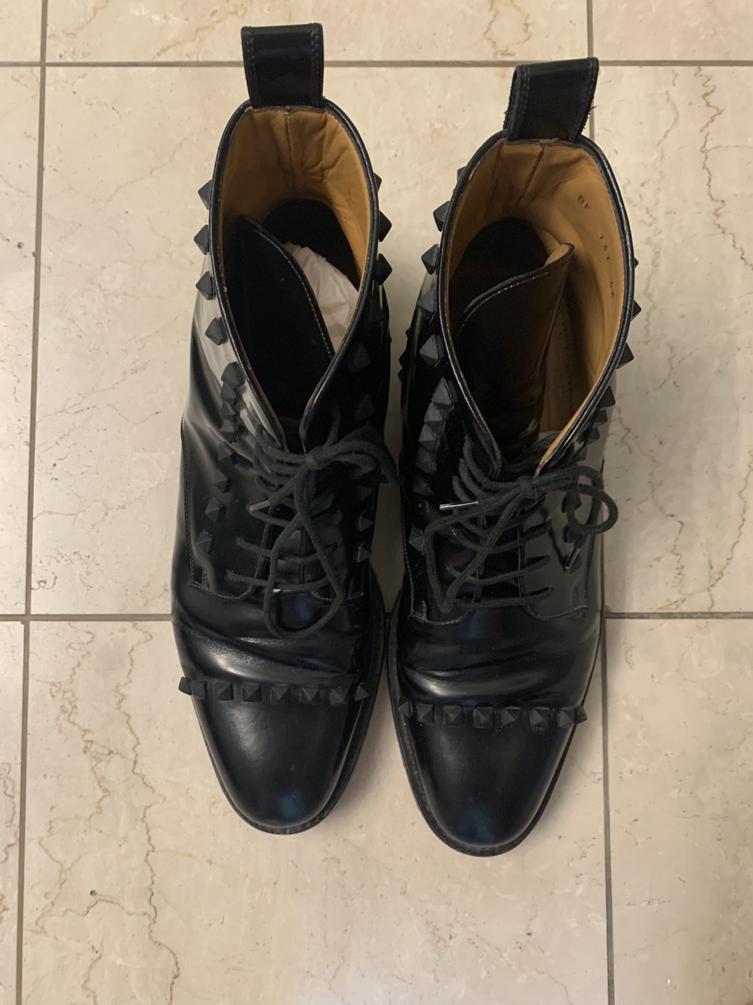 Valentino Men’s Black Rockstud Combat Boots. Size 43 EU.