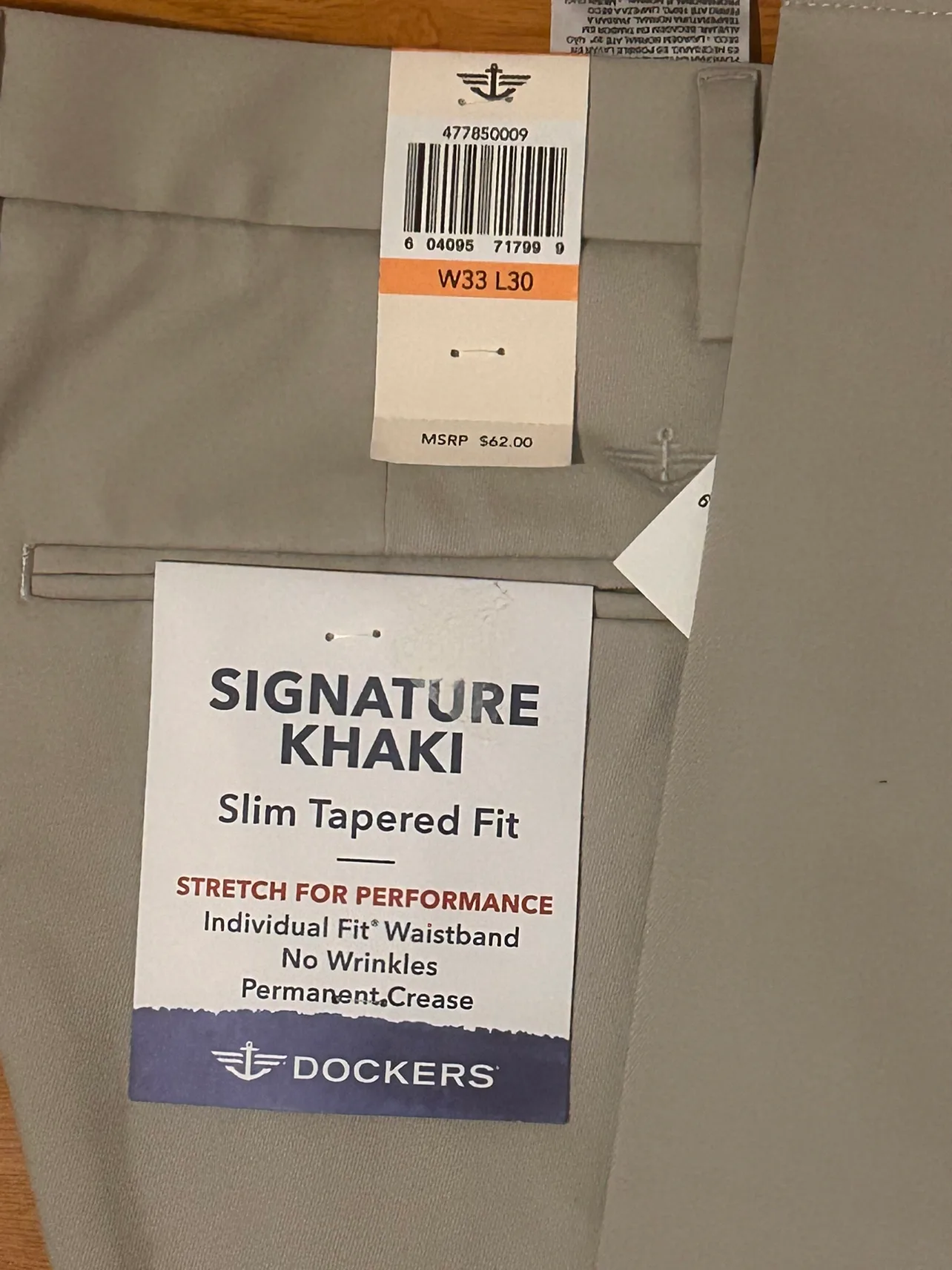 *BRAND NEW W TAG*Dockers Signature Khaki Slim Tapered Fit Pants image indicator(2)