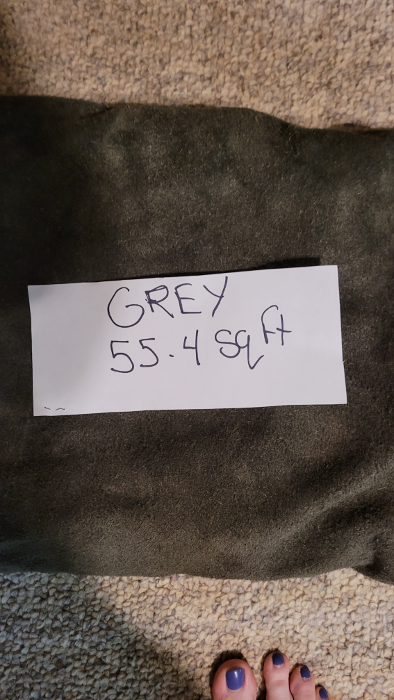 Grey  - 55.4 sq feet high grade leather hide