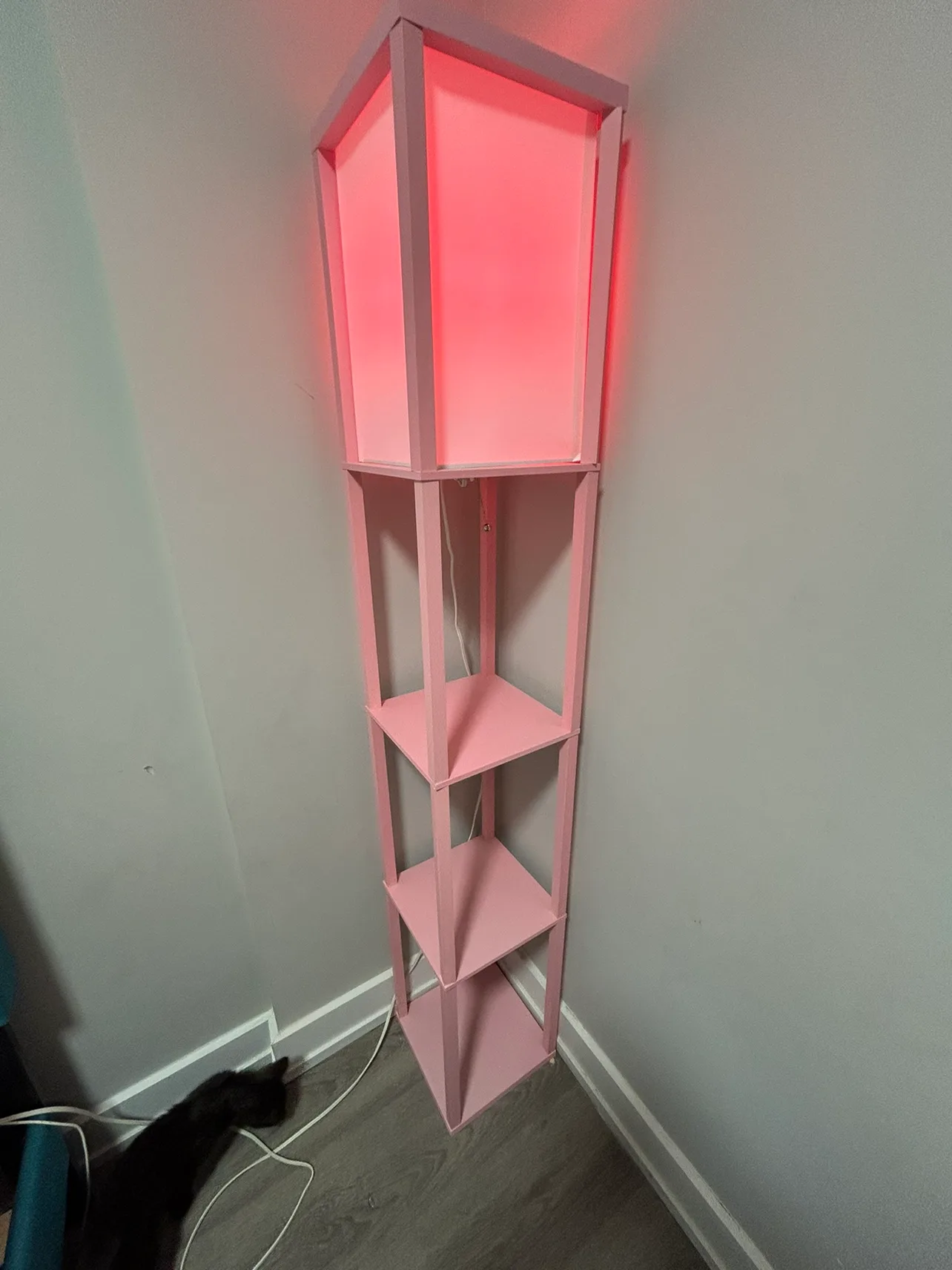 2 matching Pink Floor Lamp with Shelves thumbnail