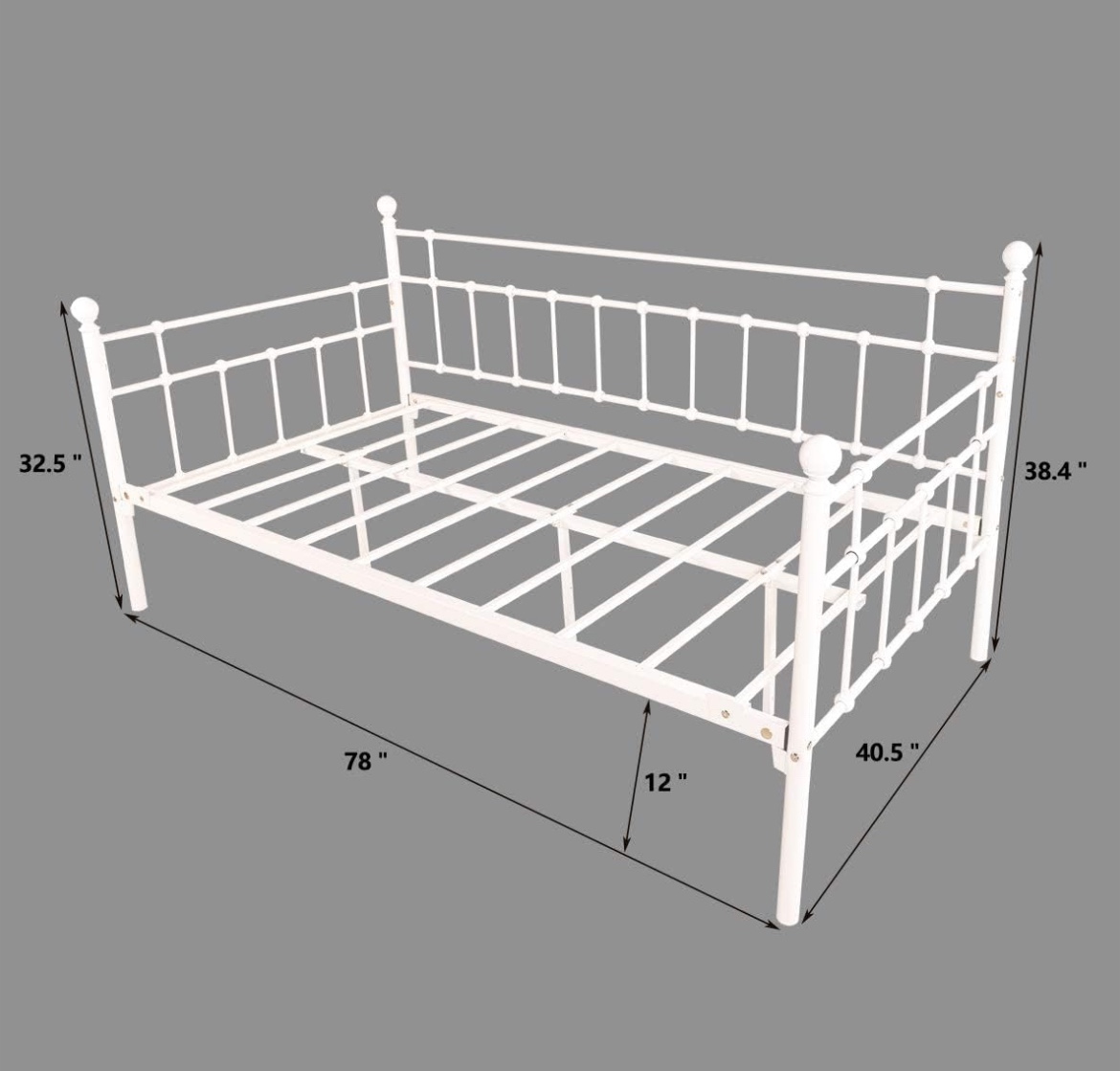 Twin Size Black Metal Daybed Frame + Mattress - photo 2