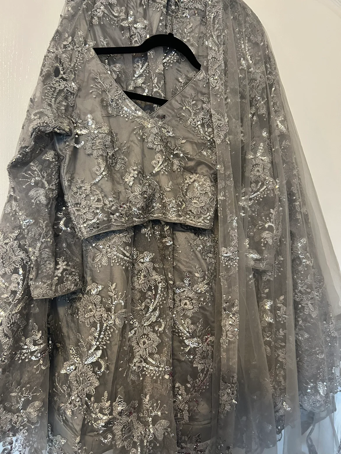 Grey Embroidered Lehenga thumbnail