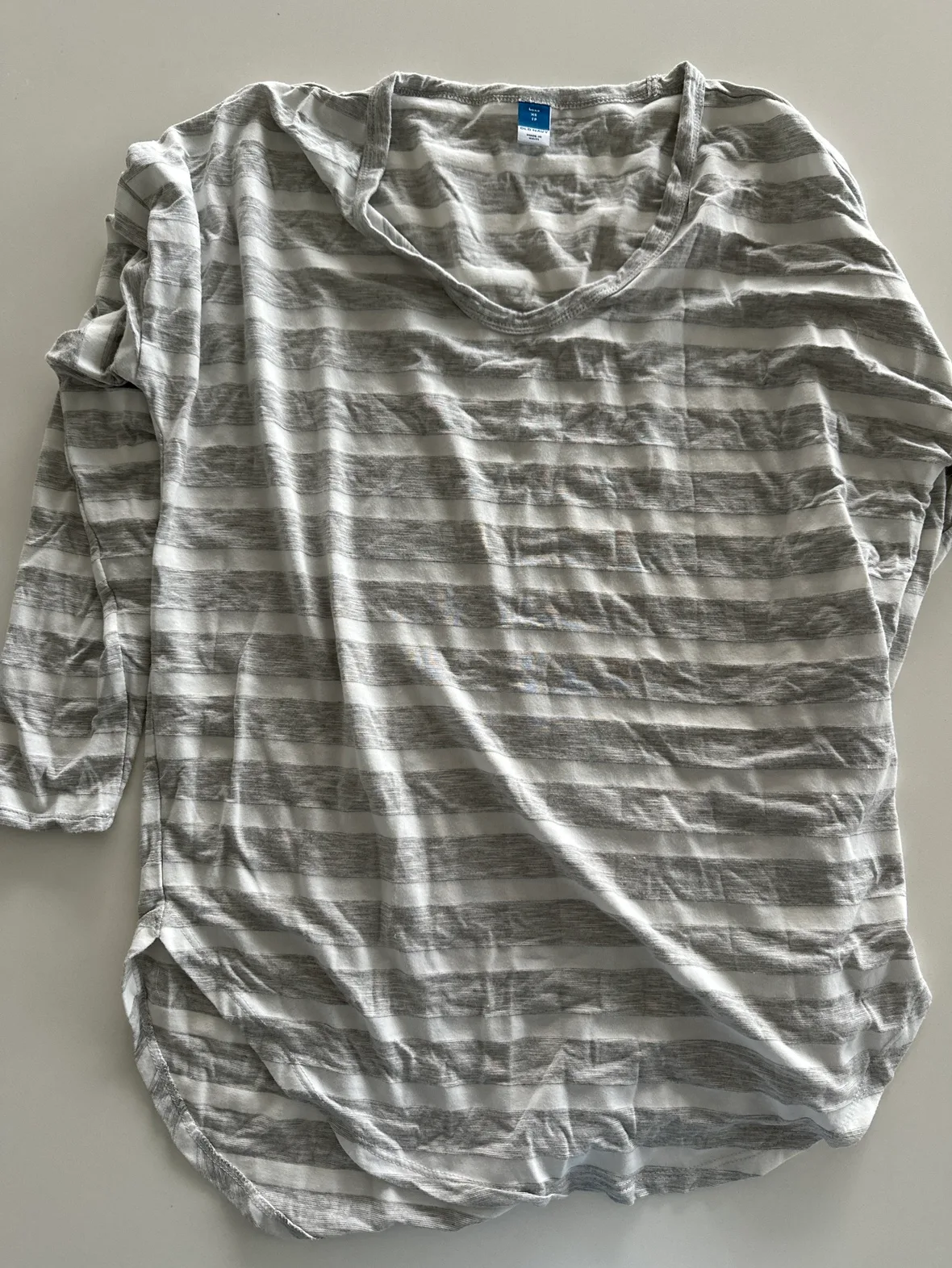 Old Navy Grey and White Striped Shirt #freecycle thumbnail