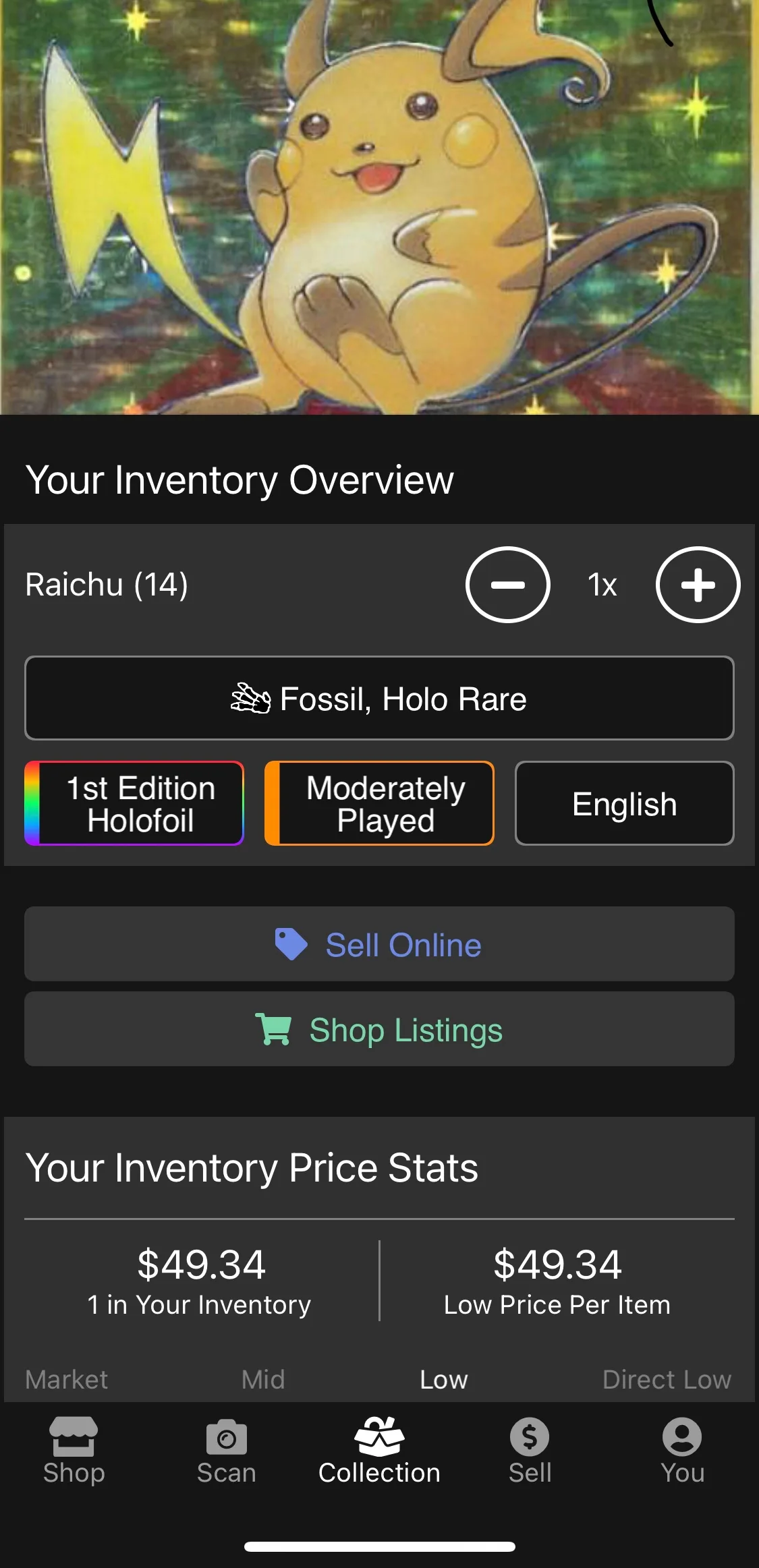 Fossil Raichu Holo rare 14/62 image indicator(3)