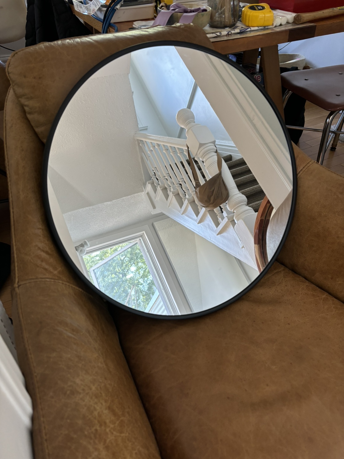 Round Black Framed Mirror - photo 2