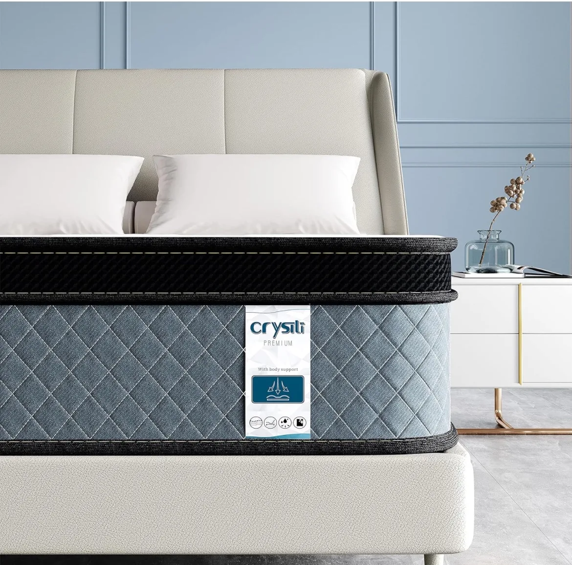 Zinus Full or Double Black Metal Bed Frame and Crystli Mattress image indicator(7)