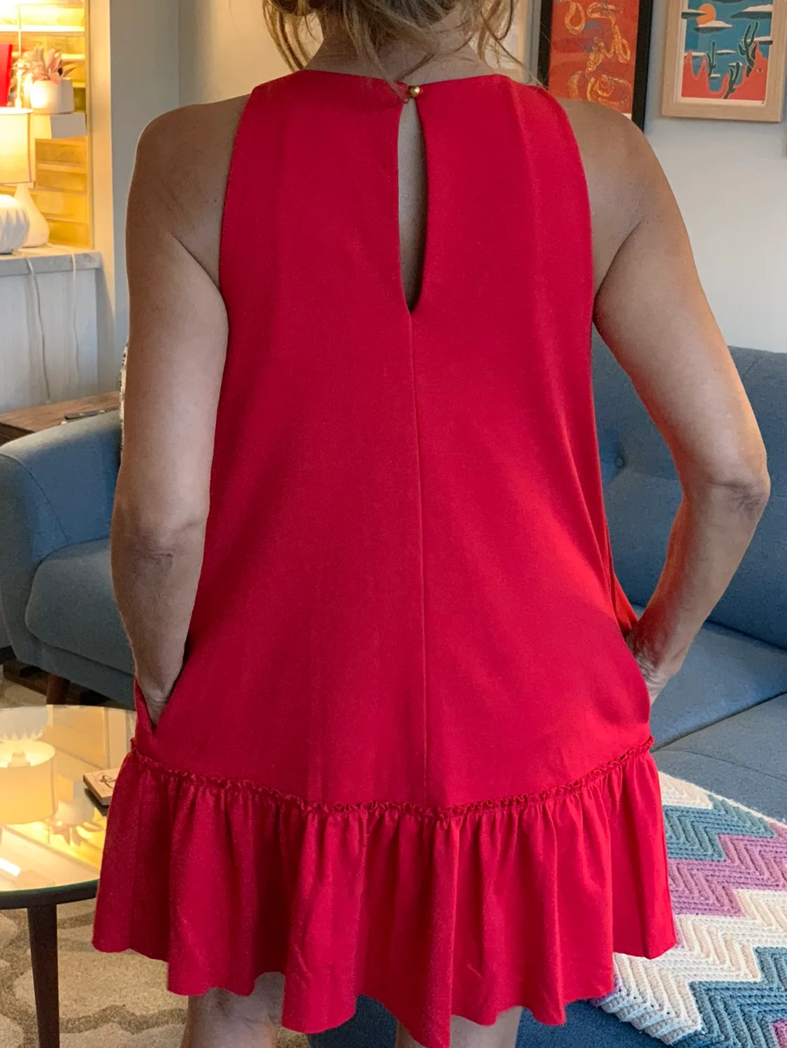 Banana Republic Red Shift Dress w/ Pockets image indicator(3)