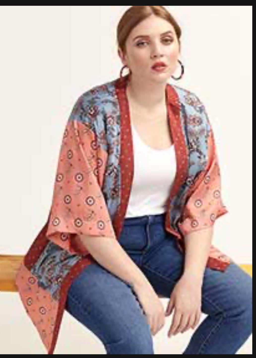 Printed satin patchwork Kimono - 3x - NWOT