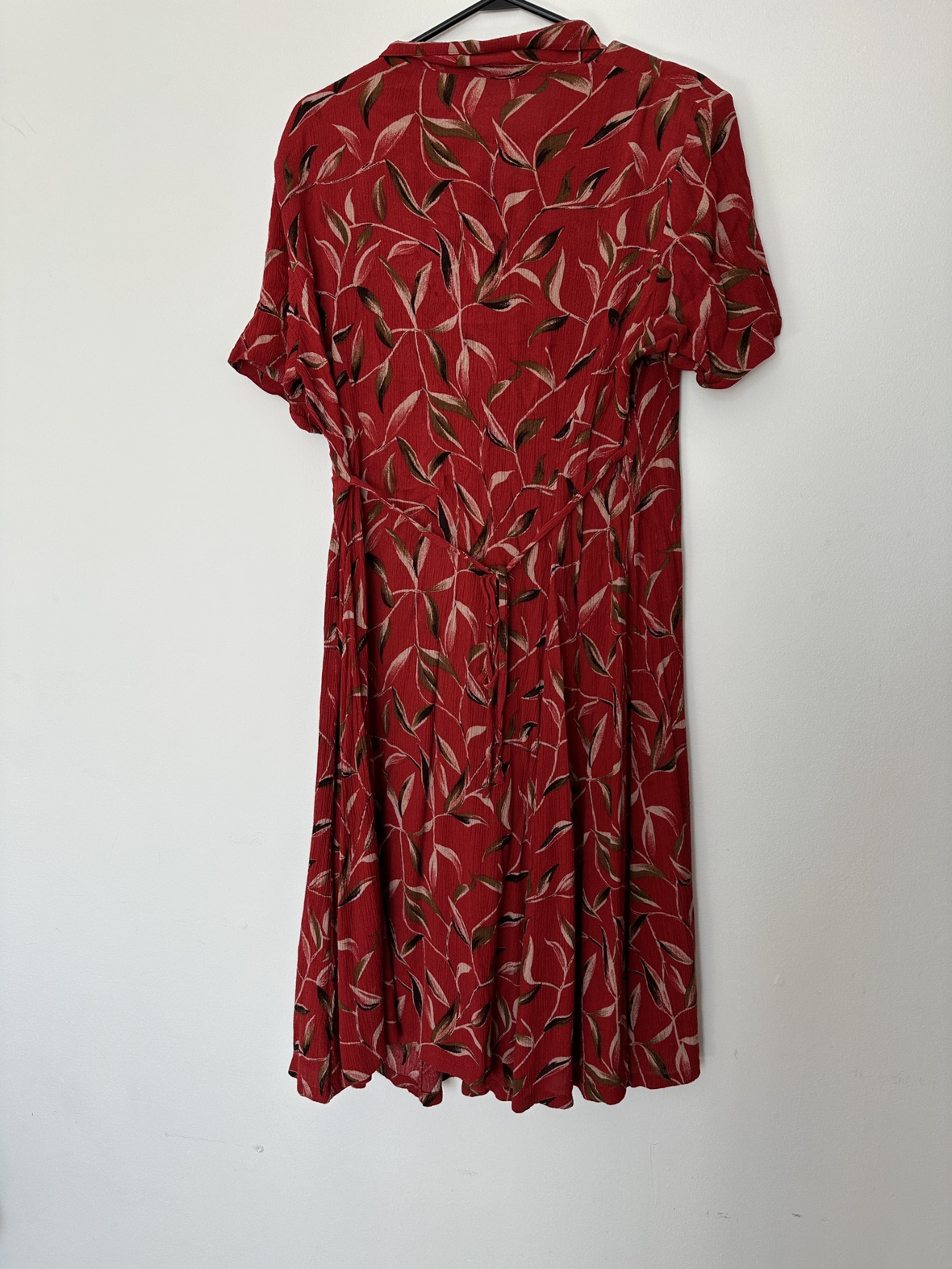 Red Floral Button-Down Dress