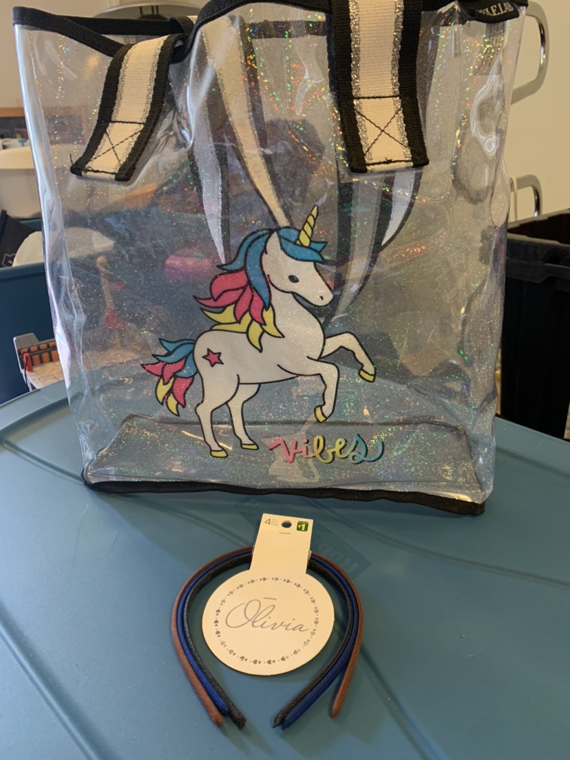 Unicorn Clear Tote Bag and Headbands