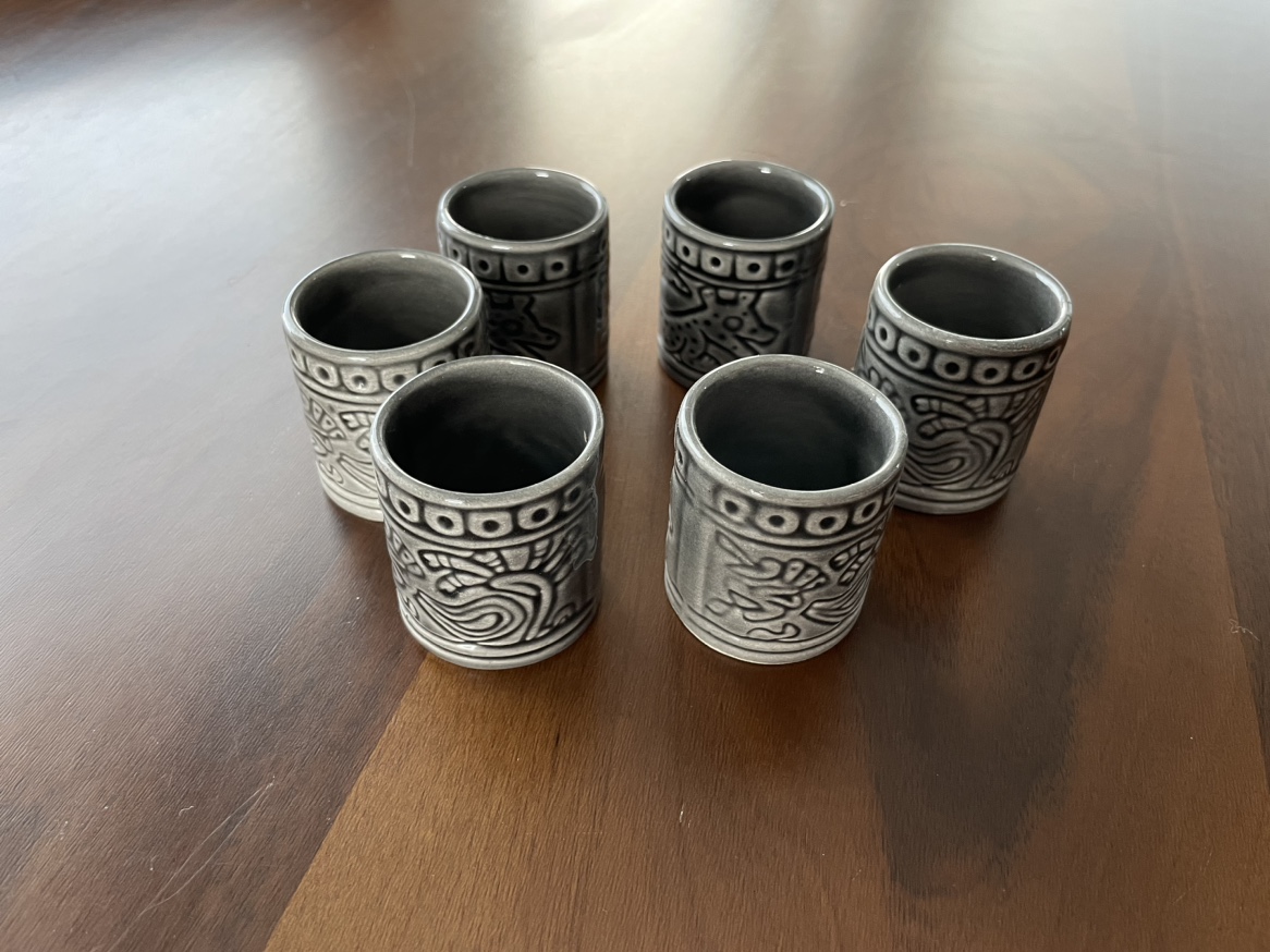 6 Grey Ceramic Shot Glasses