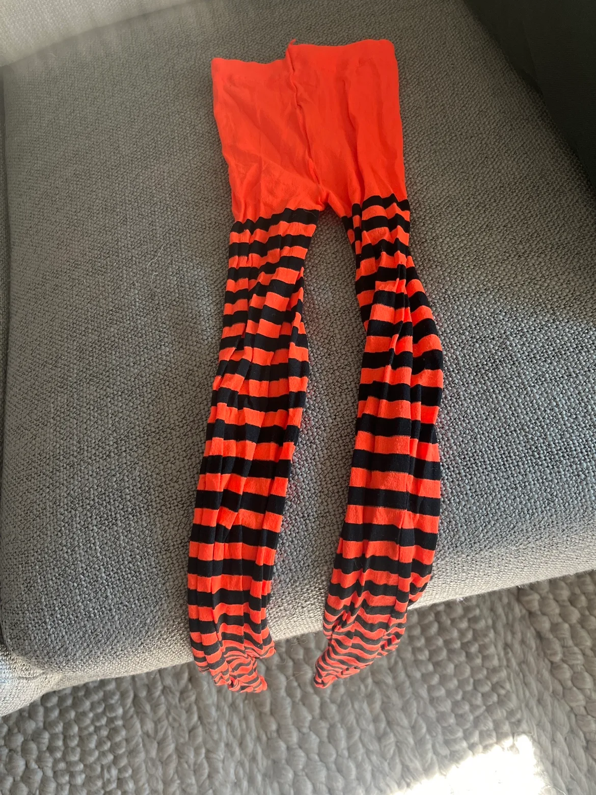 Kids Halloween Orange and Black Striped Tights thumbnail
