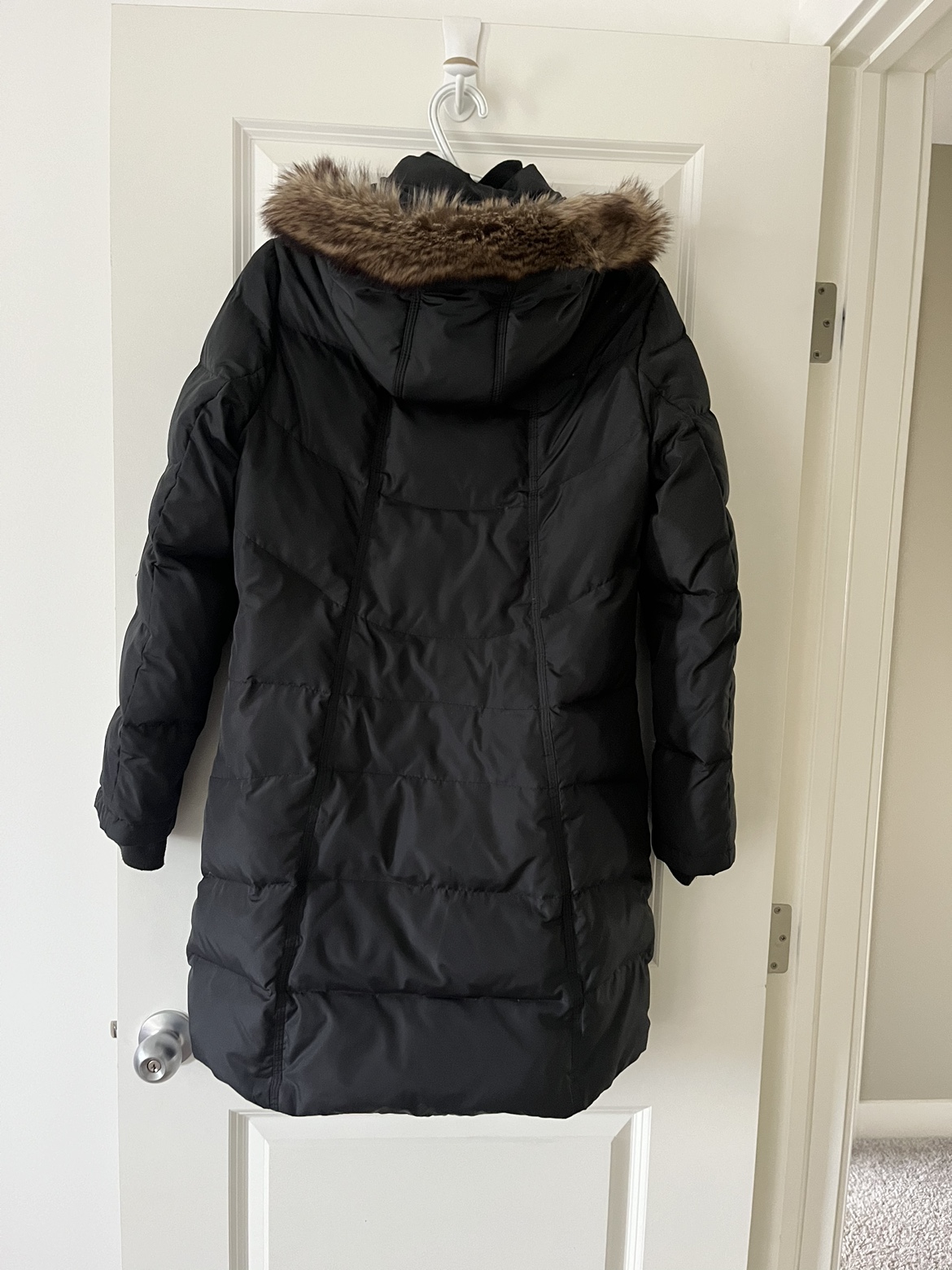 Black Puffer Jacket with Fur Hood