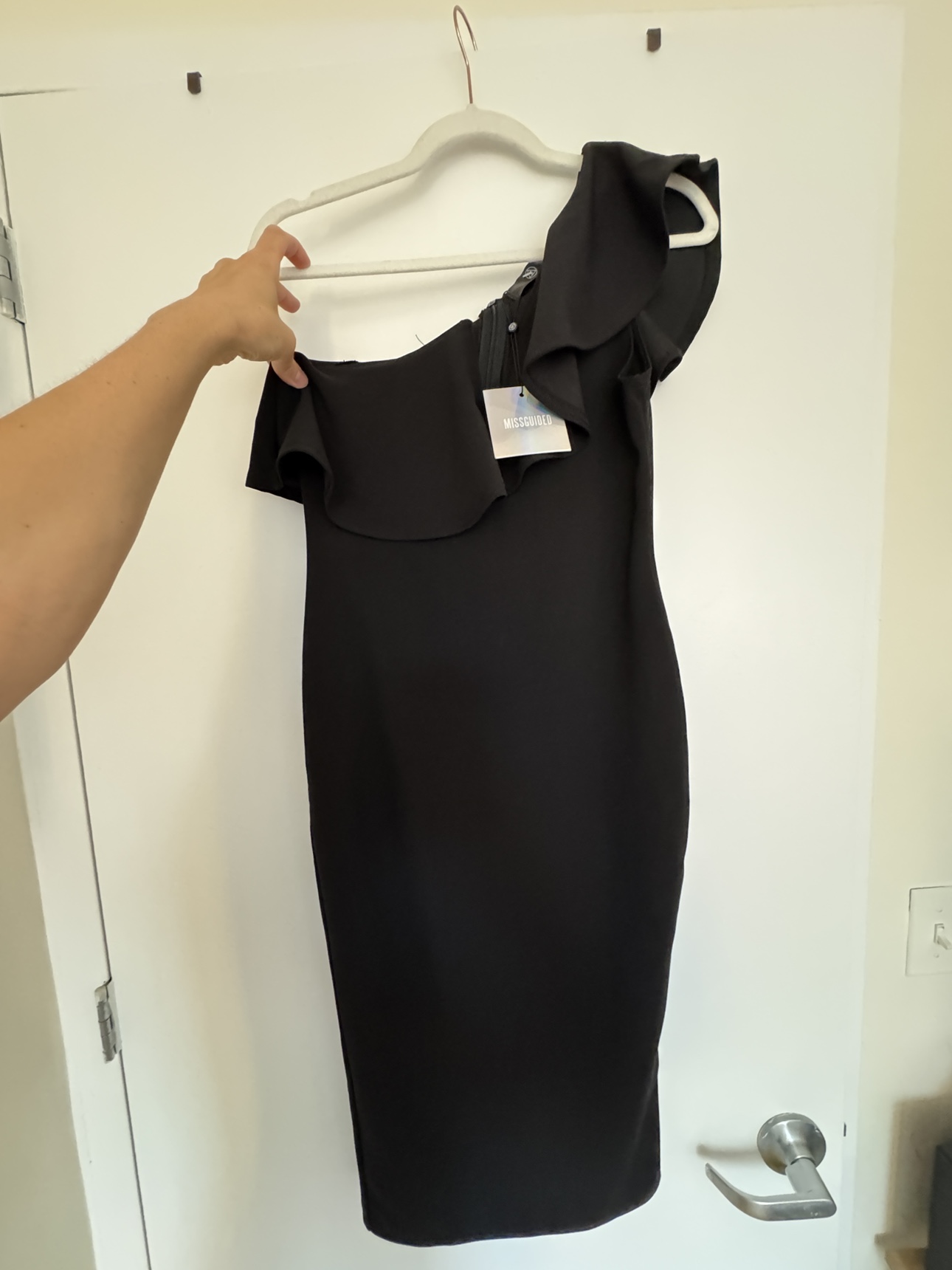 Missguided Black One Shoulder Dress