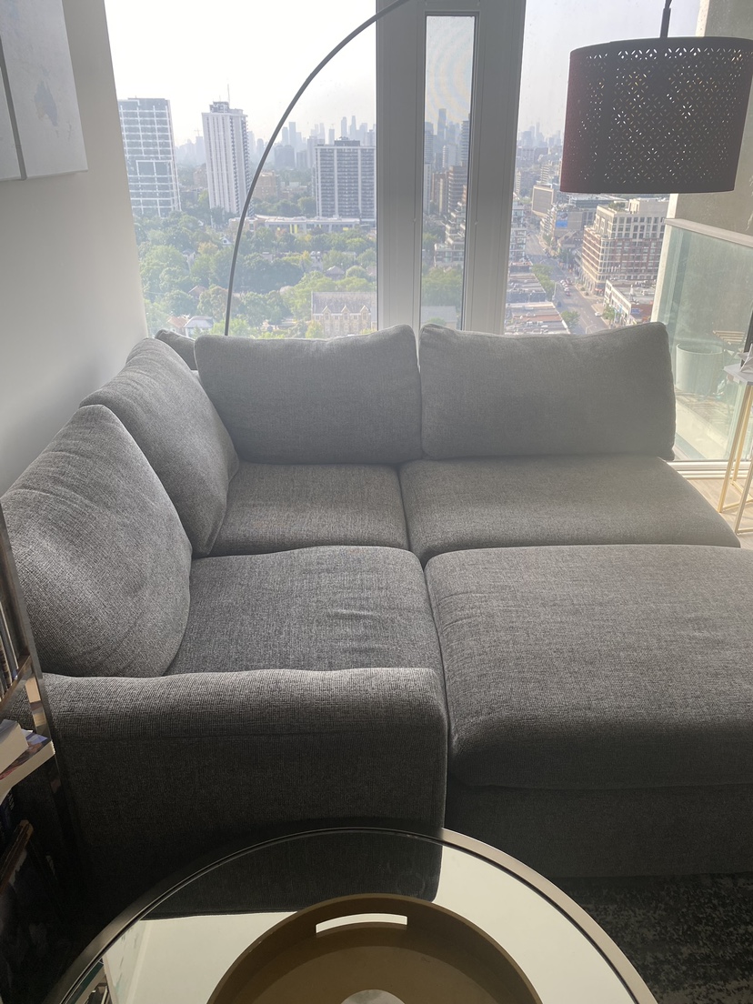 Grey Sectional Sofa with Ottoman