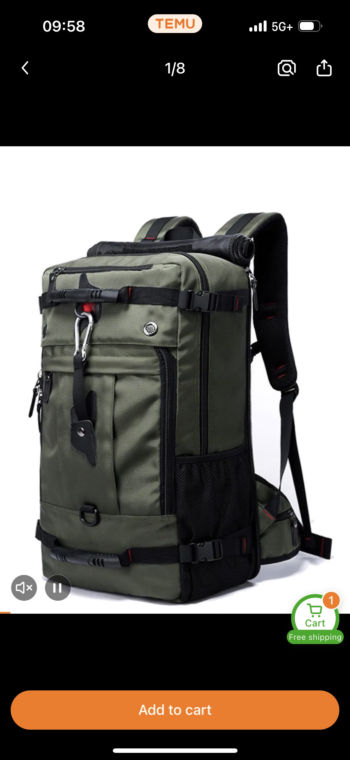 Waterproof Multi-Compartment Travel/Hiking Bag w Laptop Sleeve