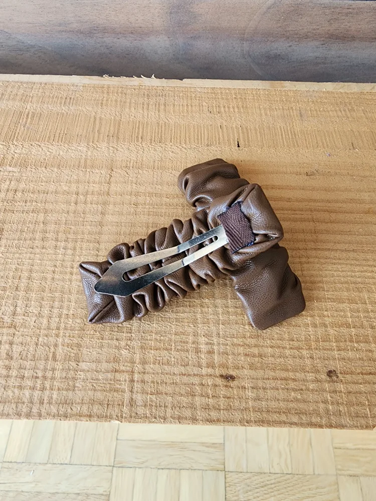 Faux Leather Scrunchie Hair Clips x4 image indicator(4)