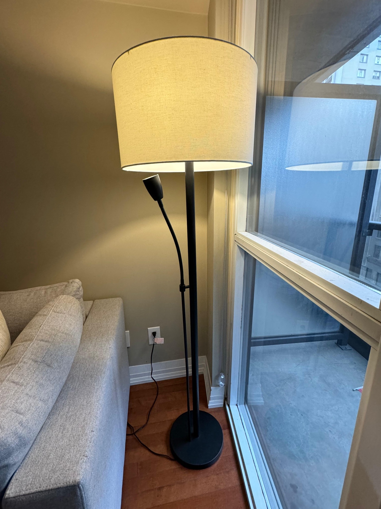 Black Floor Lamp with White Shade - photo 2
