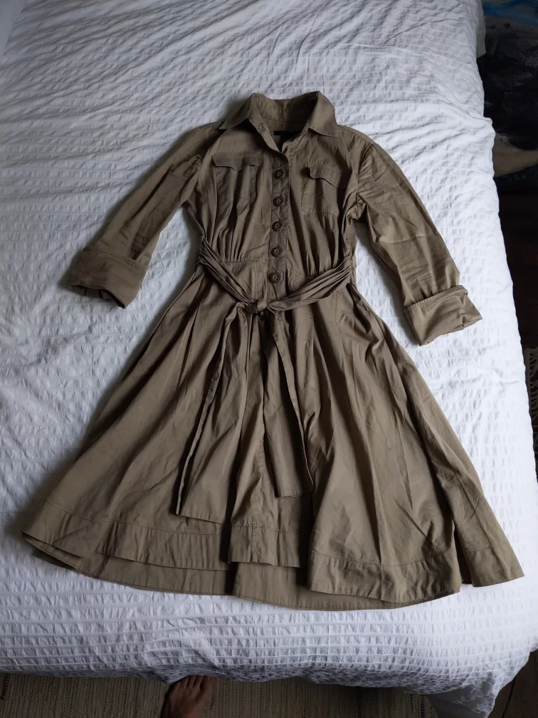 Banana Republic Khaki Button Up Dress thumbnail