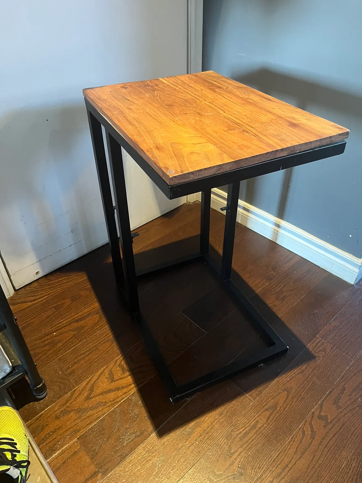 Black Metal and Wood Side Table thumbnail