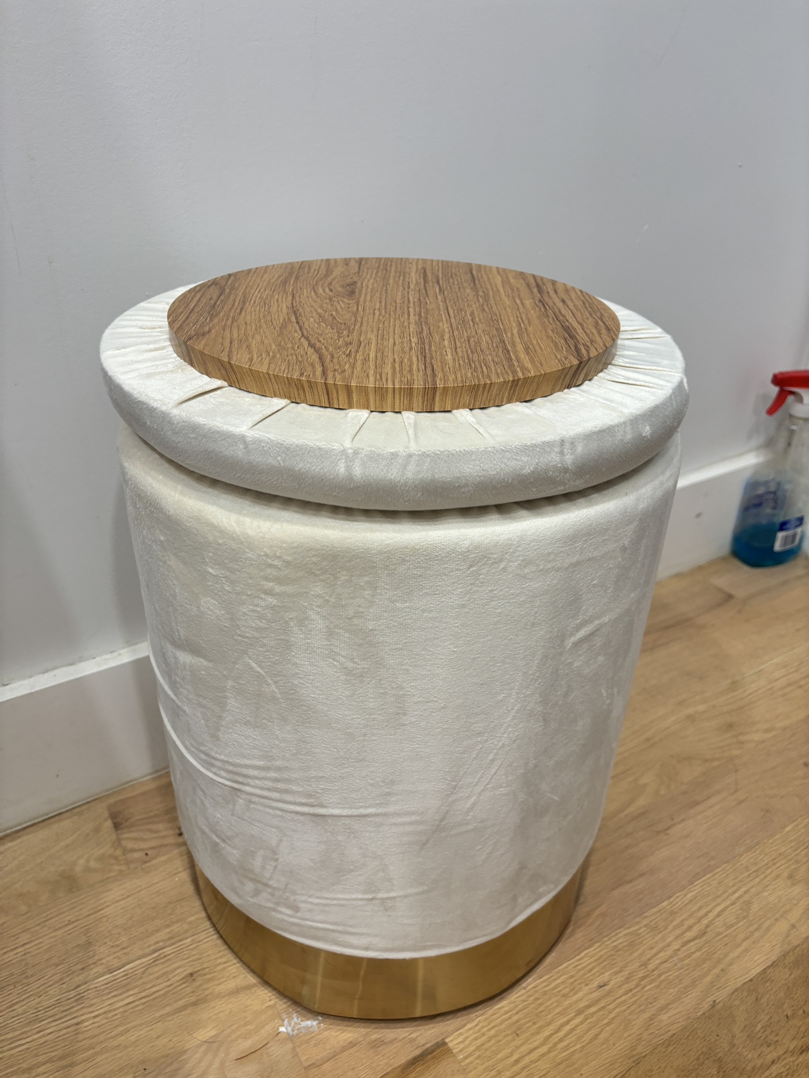 Cream Velvet Storage Ottoman - photo 3